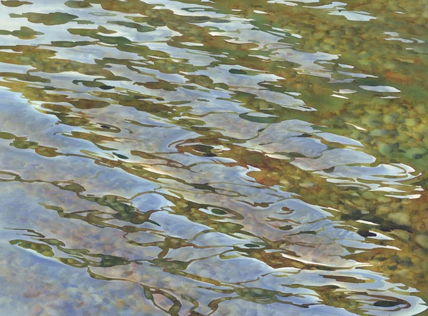 Água ensolarada com ondas transparentes fundo aquarela — Fotografia de Stock