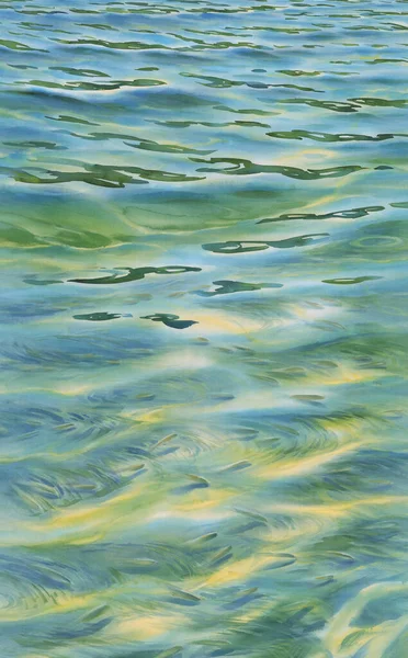 Sunny water with transparent waves watercolor background — Stock Photo, Image