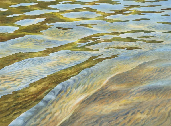 Água ensolarada com ondas transparentes fundo aquarela — Fotografia de Stock