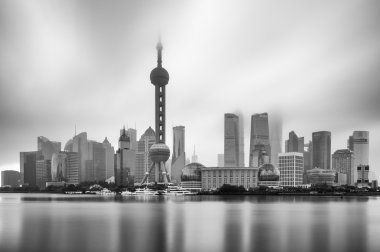 Shanghai şehir siyah beyaz
