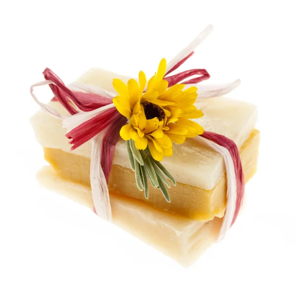 Several herbal handmade artisan soap pieces — Stock Photo, Image