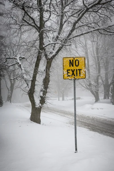 Estrada de inverno durante a queda de neve — Fotografia de Stock