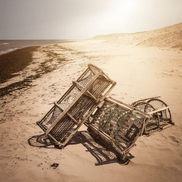 Trampas para langostas en la playa —  Fotos de Stock