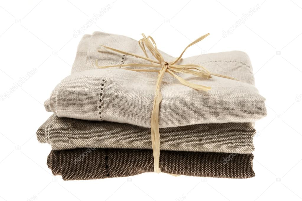 Linen cloth napkins in brown and beige
