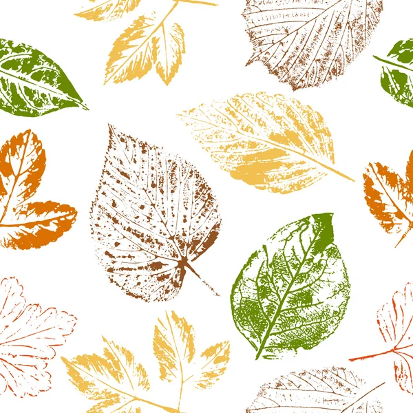 Autumn leaf stamps seamless pattern — Stock Vector
