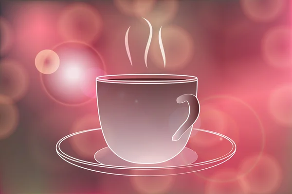 Banner de café caliente con vapor de café caliente en bokeh festivo — Archivo Imágenes Vectoriales