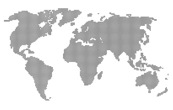 灰色のグラフィック世界地図ラウンド ドット — ストックベクタ