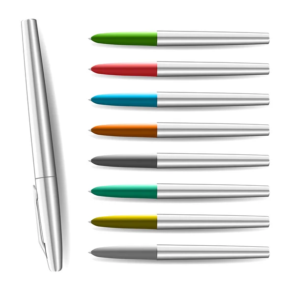 Penne a sfera metalliche colorate — Vettoriale Stock