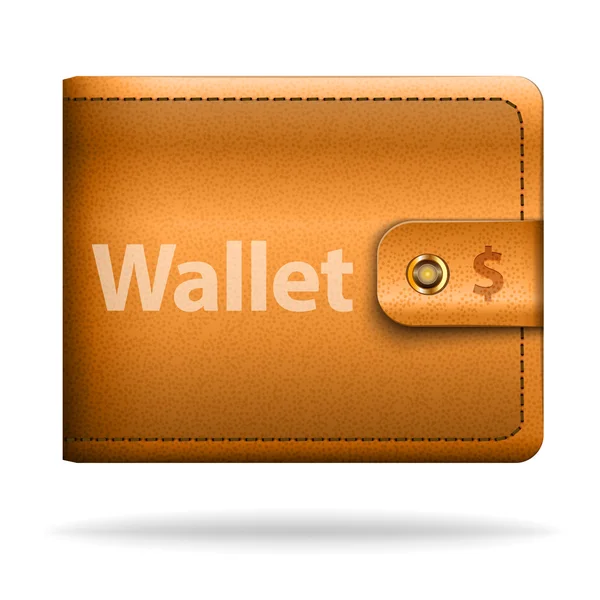 Brown leather money bag — Stock Vector