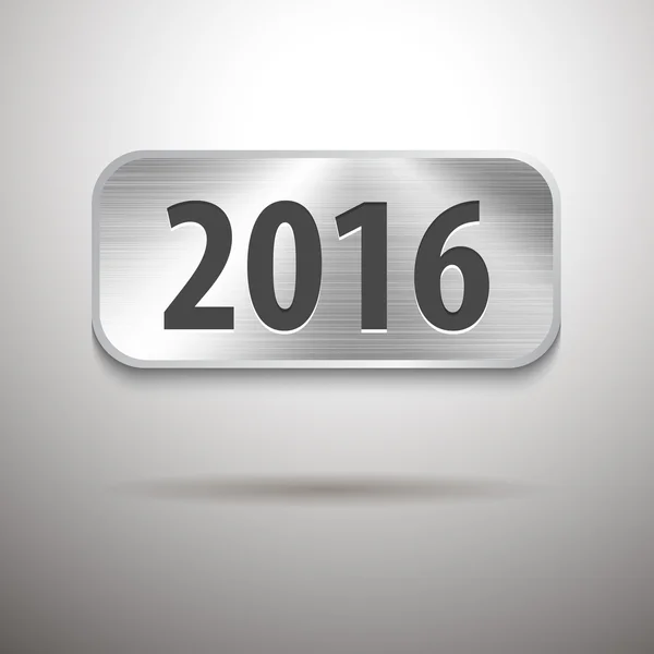 Calendar 2016 digits on brushed metal tablet — Stock Vector