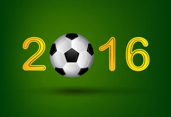 Piłki nożnej w 2016 cyfra na zielonym tle — Wektor stockowy