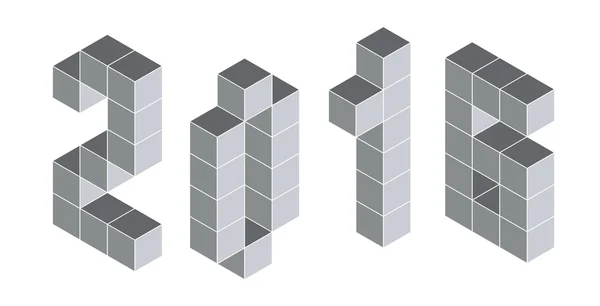 2016-Ziffern aus isometrischen Würfeln für Kalender — Stockvektor
