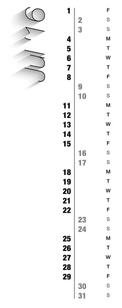 Månedlig kalender for juli 2016 – Stock-vektor