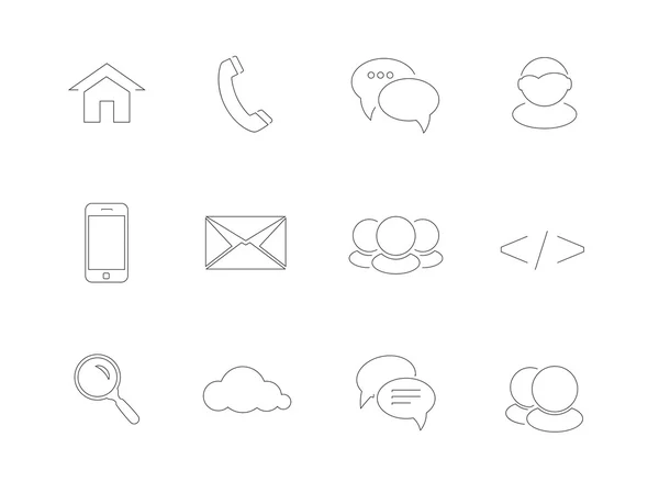 Web, icone della comunicazione in design piatto — Vettoriale Stock