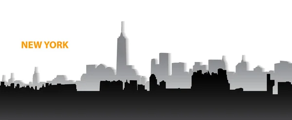 Paisaje urbano de Nueva York con sombra — Vector de stock