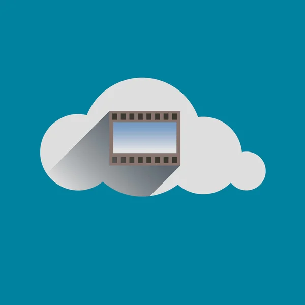 Film ondertekenen in Cloud platte ontwerp pictogram — Stockvector