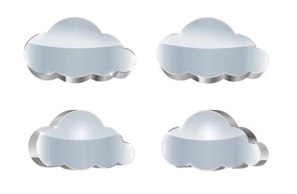 Ensemble nuage métallique : icônes brillantes — Image vectorielle