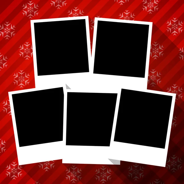 Winter holidays card with blank photo frames — Stock Vector