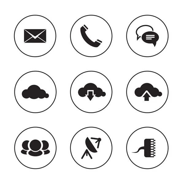 Communication icons on black and white backdrops — Stock Vector