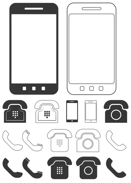 Diferentes iconos de teléfono conjunto — Vector de stock