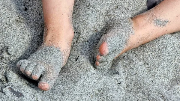 Feet Chillds Legs Beach — Stock Photo, Image