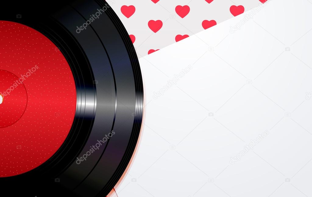 Background with hearts and a disc