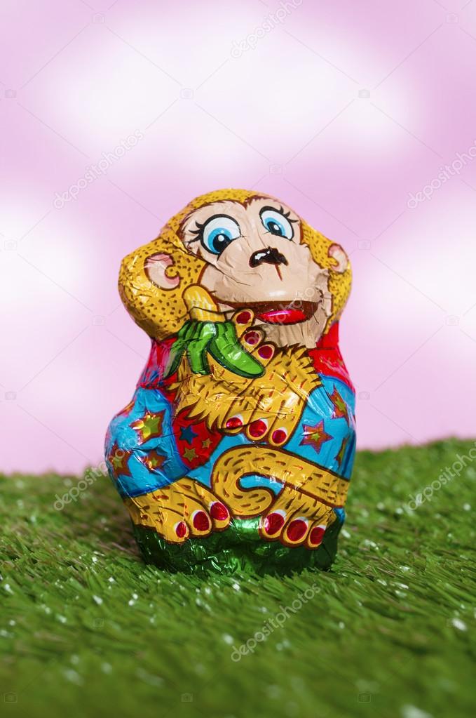 Chocolate monkey in a wrapper