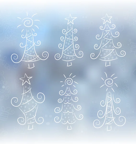 Doodle alberi di Natale — Vettoriale Stock