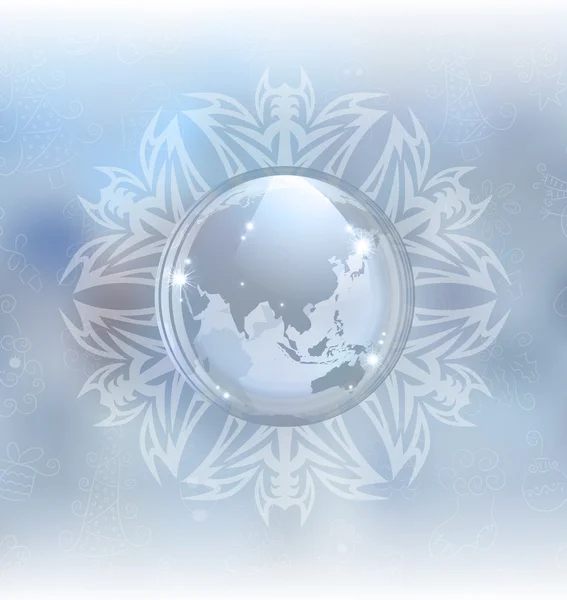Boule à neige avec carte — Image vectorielle