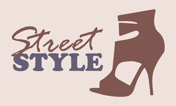 Logo street style con silhouette scarpe — Vettoriale Stock