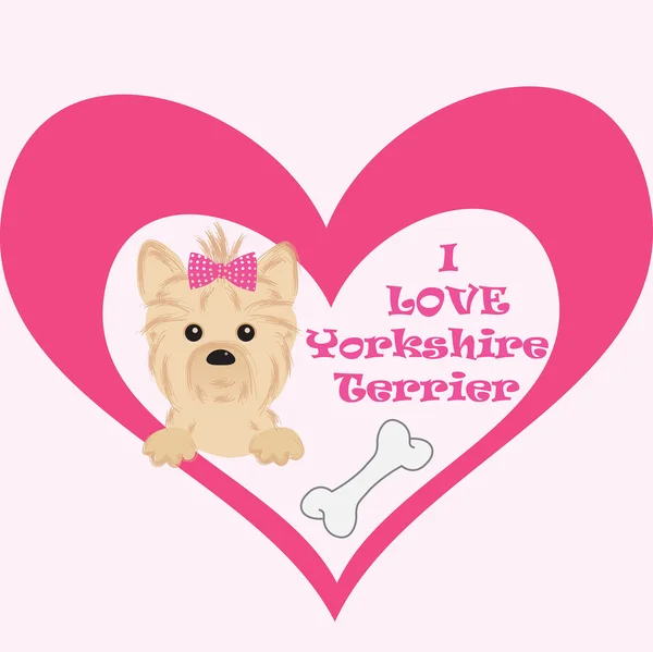 Love message to your pet. Yorkshire terrier cartoon illustration — Stock Vector