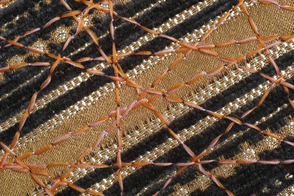 Dekor için yoğun mobilya kumaşları üzerine güzel bir süs olarak zig-zag dikiş.