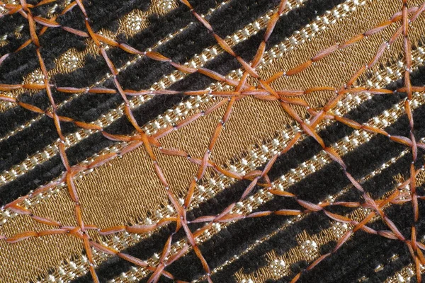 Beautiful Finishing Zig Zag Stitch Ornament Dense Furniture Fabrics Decor — Stock Photo, Image