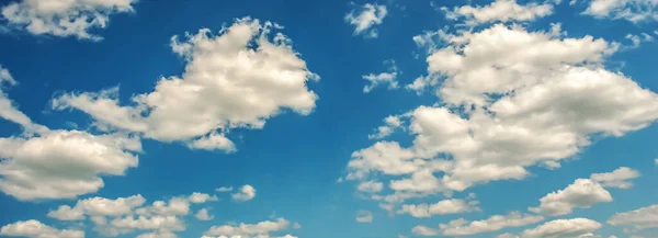 Panorama Blue Sky Gentle Soft White Clouds Sunny Day — 스톡 사진