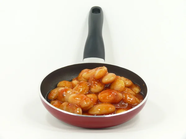 Jack fazole v rajčatové omáčce v pánvi — Stock fotografie
