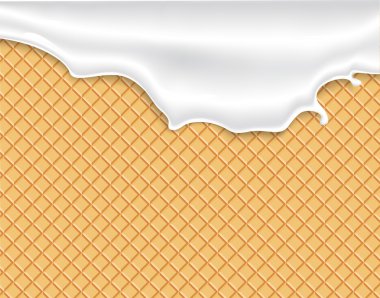 Gofret doku üzerinde beyaz sır akan