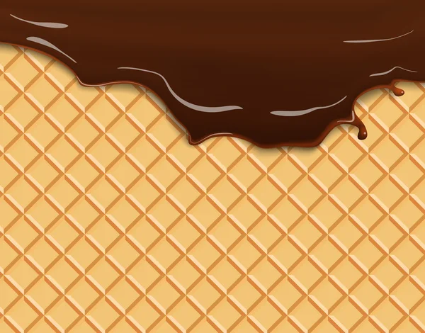 Dunkle Schokolade auf Waffelhintergrund geschmolzen — Stockvektor