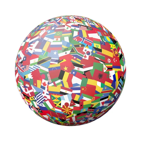 Globe avec drapeaux du monde — Image vectorielle