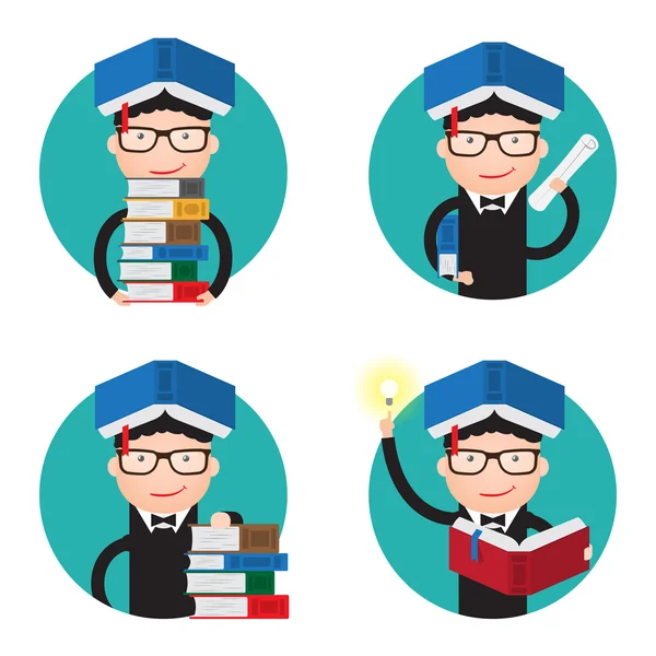 Pila de libros, certificado, juramento, una nueva idea . — Vector de stock