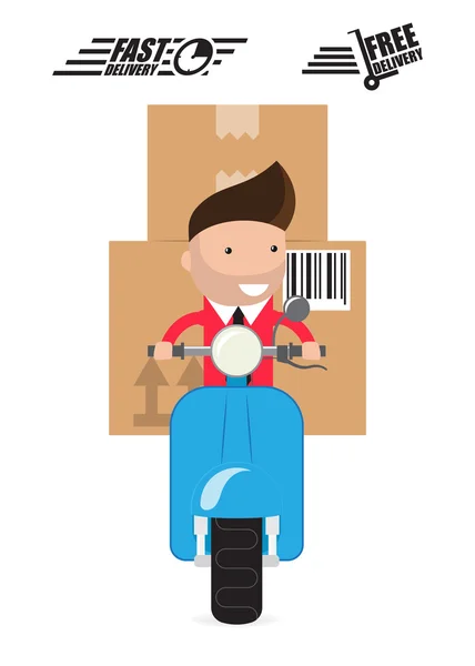 Delivery Boy Ride Scooter Stock Illustration