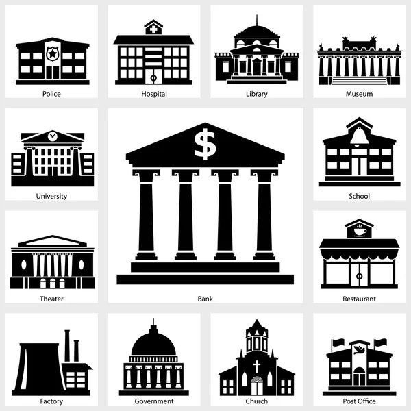 Building icons set — Stock Vector