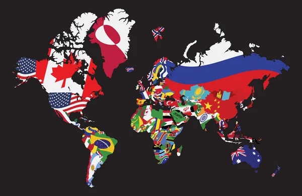 Carte du monde avec drapeau — Image vectorielle