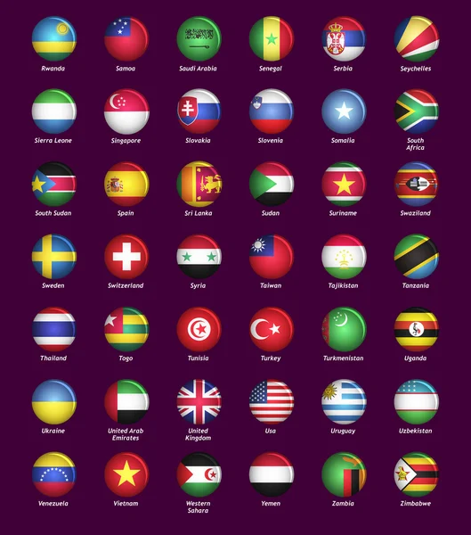 Ensemble de boutons avec drapeaux — Image vectorielle