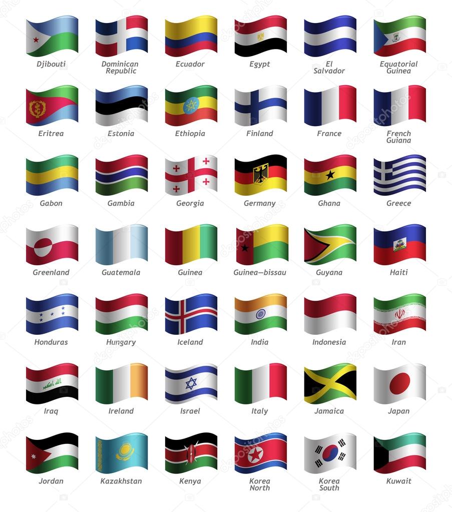 Set of buttons with flags