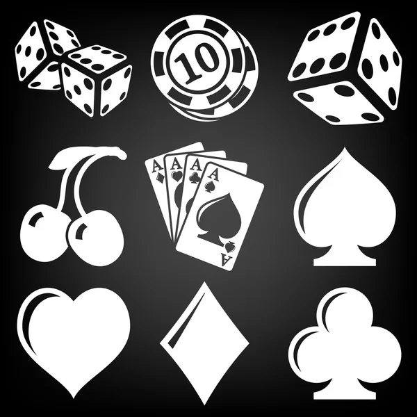 Vector black casino icons set — Stock Vector