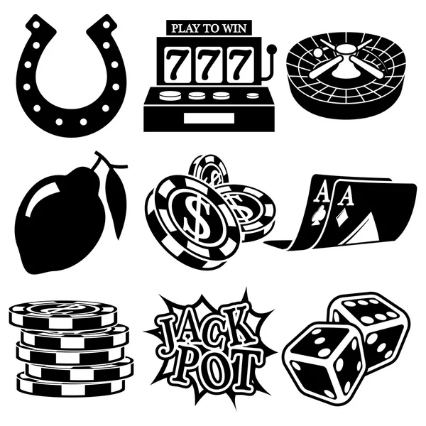 Conjunto de ícones de casino preto vetorial — Vetor de Stock