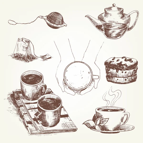 Set de té — Vector de stock