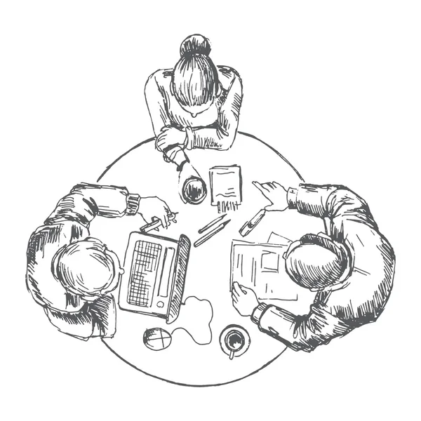 Équipe de travail d'hommes d'affaires à la table — Image vectorielle