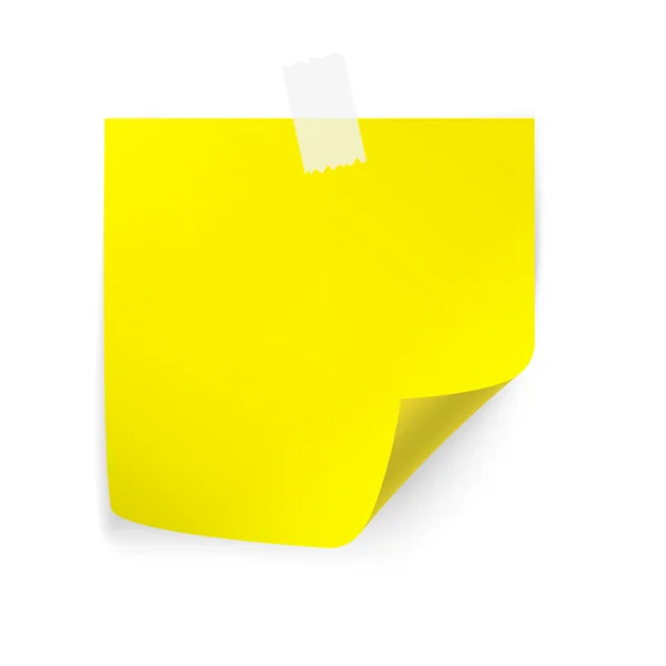 黄色不干胶标签纸笔记. — 图库矢量图片