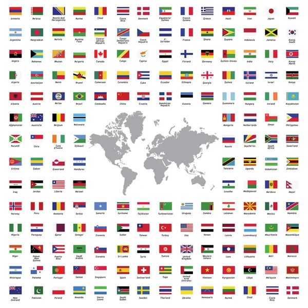Wereld vlaggen alle — Stockvector